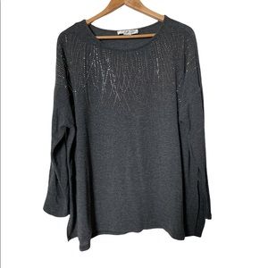 🎉 Best glitter gray long sleeves sweater size L
